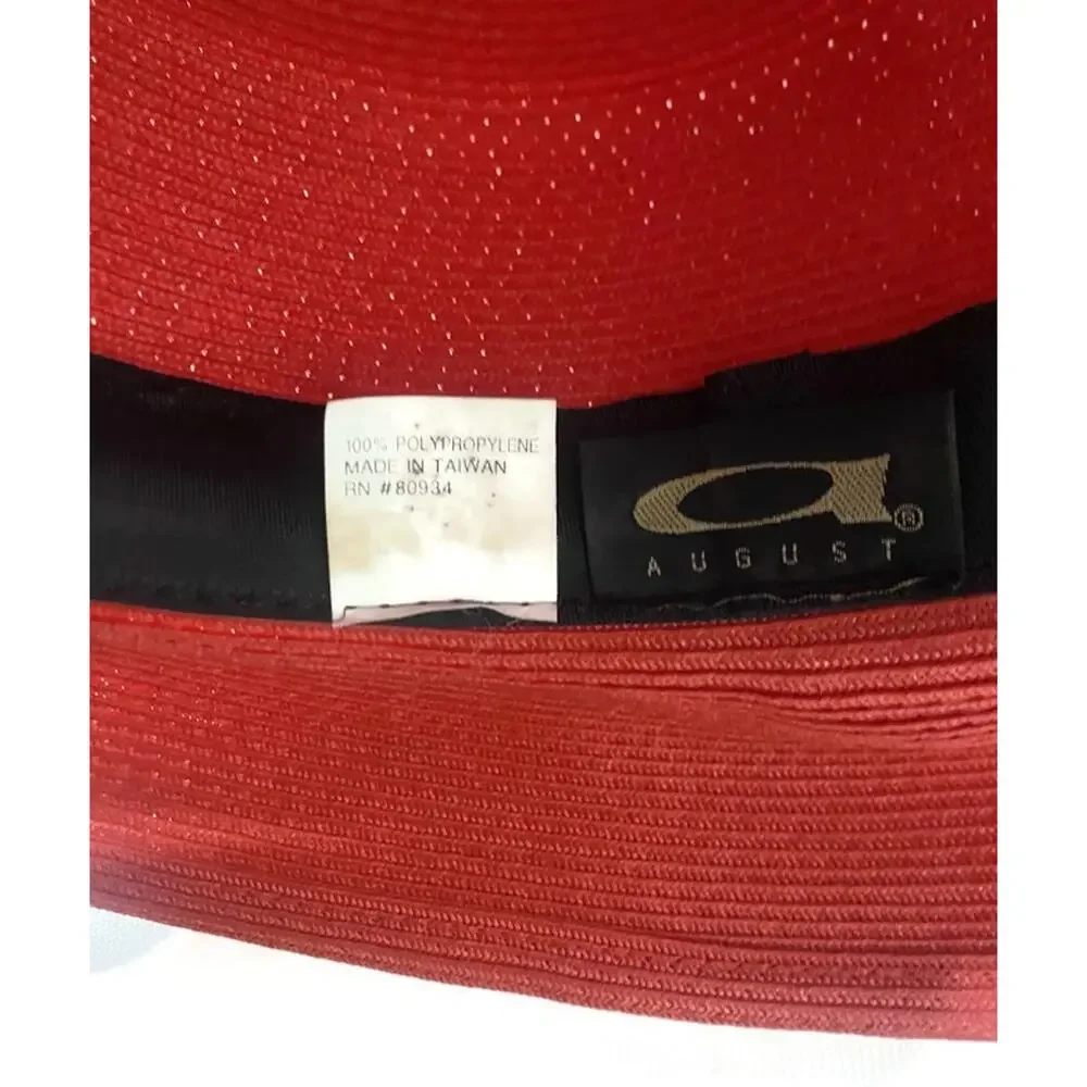 Vintage August Women's Red Derby Hat Polypropylene Dress Hat RN#80934 7x7.5